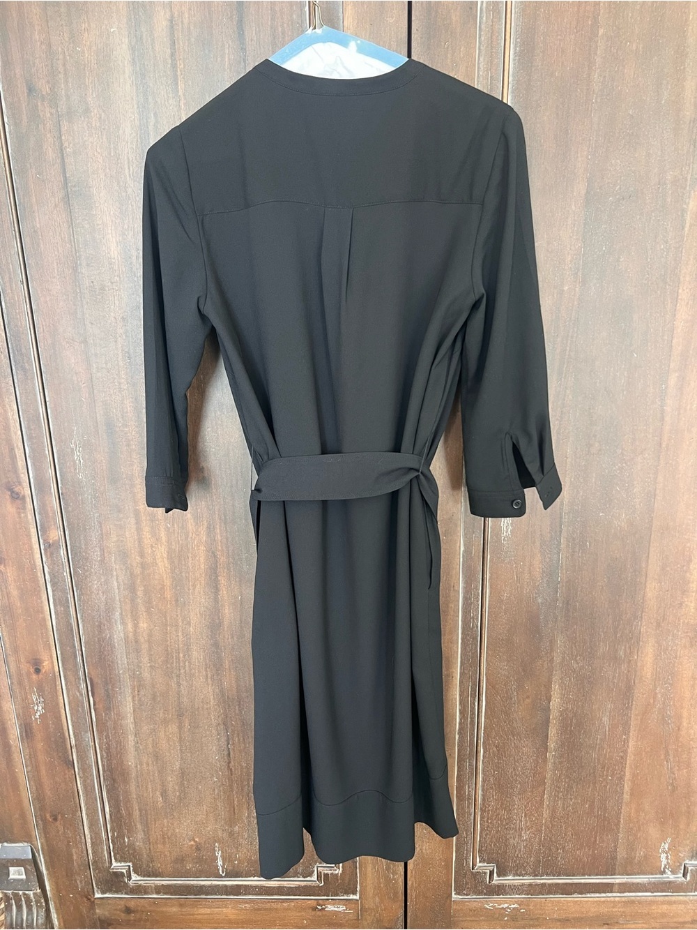 Talbots Black V-Notch Belted Shirt Dress - Picture 3 of 3